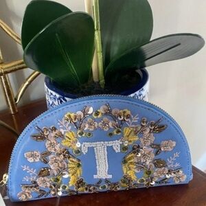 Anthropologie X Anna Harlow Russo Collab Beaded embroidered monogram Pouch